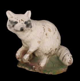 Vintage Figural Cast Stone Raccoon, Garden Whimsy
