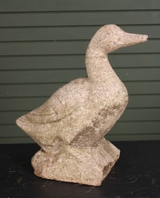 Whimsical Carved Stone Garden Duck