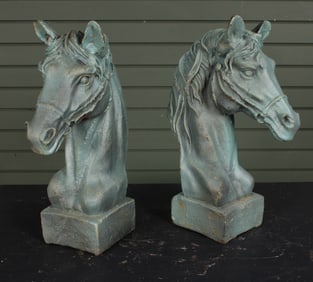 Pair Figural Cast Iron Horse Heads