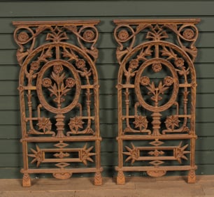 Pair Architectural Cast Iron Panels