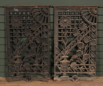 Pair Charles Parker Style Cast Iron Panels