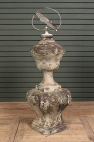 Ornate Bronze Garden Pedestal With Armillary