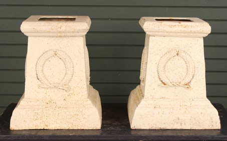 Pair Cast Iron Bases, Pedestals, Garden Decor