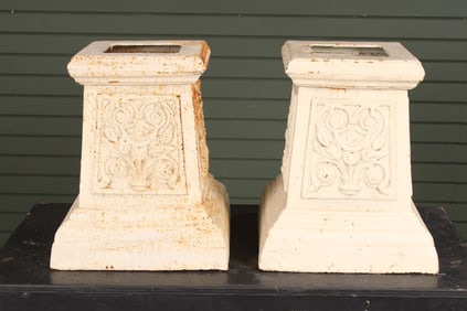 Pair Cast Iron Bases, Pedestals, Garden Decor
