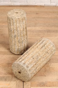 Pair Carved and Fluted Stone Column Sections