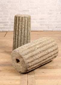 2 Carved and Fluted Stone Column Sections