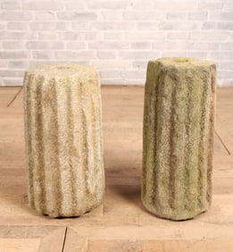 2 Carved and Fluted Stone Column Sections