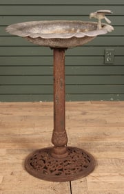 Vintage Cast Iron and Metal Bird Bath