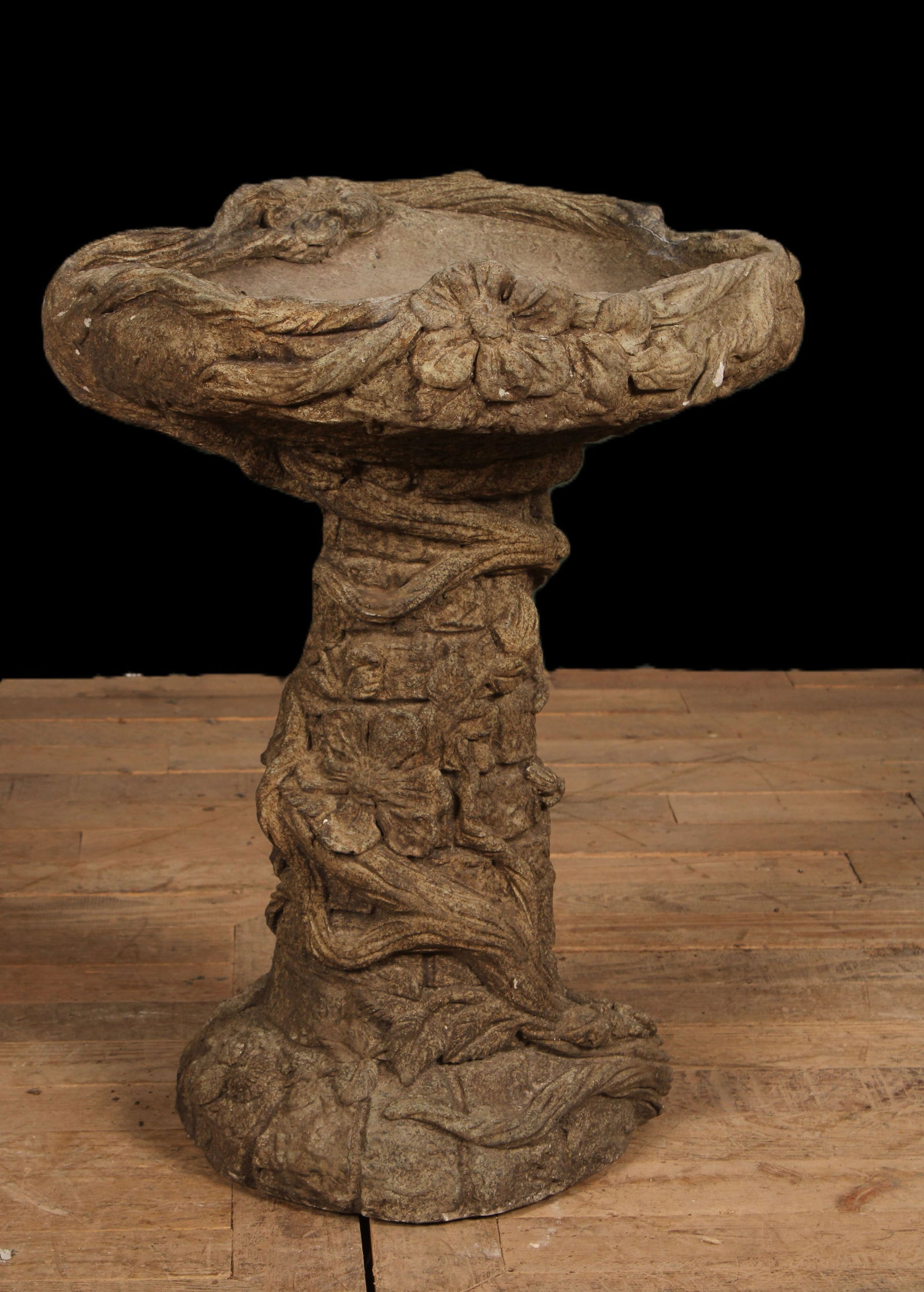 Climbing Vines Motif Cast Stone Bird Bath (1 of 6)