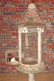 Continental Folk Art Ferrocement Garden Birdcage