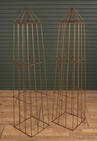 Pair of Wrought Iron Garden Obelisks