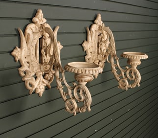 Pair Cast Iron Bracket Sconces