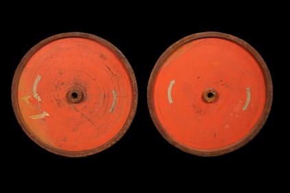2 Salvaged Flywheels, Garden Decor