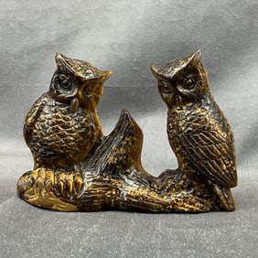 Tiger's Eye Carved Owls
