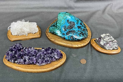 Chrysocolla On Malachite, Amethyst, Quartz