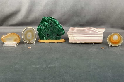 Malachite, Sandstone, Agate Slabs