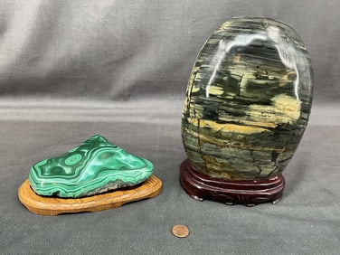 Large Chinese Stone & Malachite
