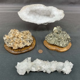 Pyrite, Geode, Calcite, Quartz