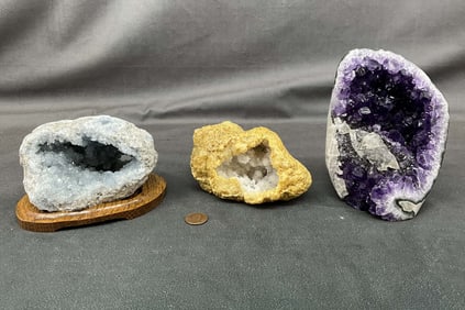 Celestite Geode, Amethyst & Calcite