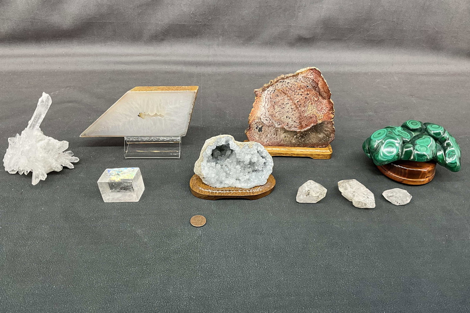 Malachite, Herkimer Diamond, Optical Calcite (1 of 10)