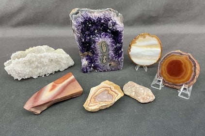 Amethyst Flower, Quartz Plate, Sunstone