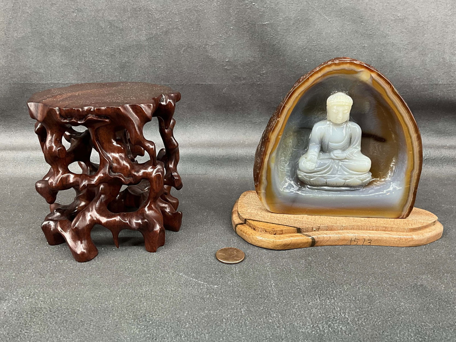 Carved Agate Buddha & Fortune Teller Sculpture (1 of 9)