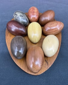 Wooden Tray With Exotic Wood Eggs