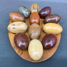 Exotic Wood Eggs On Custom Tray