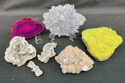 Sulfur Plate, Stillbite On Apophyllite