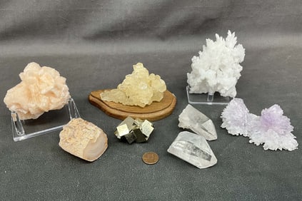 Stillbite, Calcite, Aragonite, Pyrite
