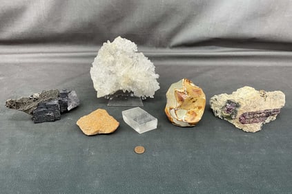 Tourmaline in Matrix, Galena, Quartz Plate
