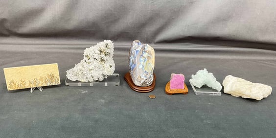 Boulder Opal, Quartz On Pyrite, Calcite