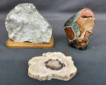 Calcite On Druzy, Polychrome Jasper