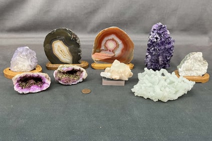 Agate Slice, Prehenite, Quartz