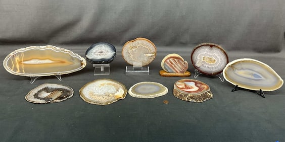 5 Large Agate Slices & 5 Thick Cut