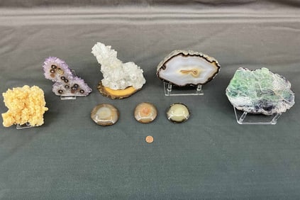 Fluorite, Apophyllite, Aragonite, Agate