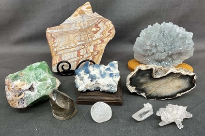Blue Fluorite, Green Amethyst. Quartz