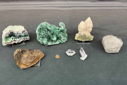 Fluorite, Green Quartz, Rutile Quartz