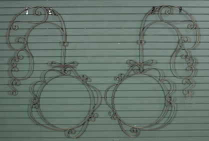2 Architectural Iron Rotating Trade Sign Bezels