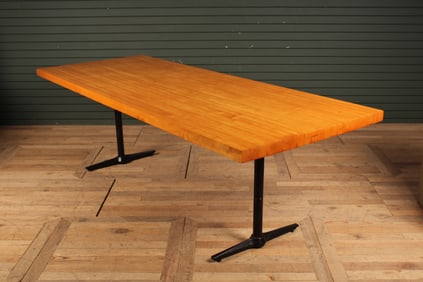 Vintage Butchers Block Hall Banquet Table, 96" L
