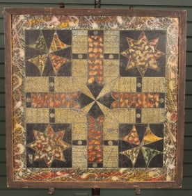 Antique Faux Specimen Slate Game Board, Parcheesi