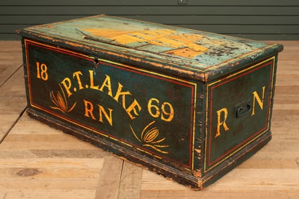 Paint Decorated Maritime Trunk