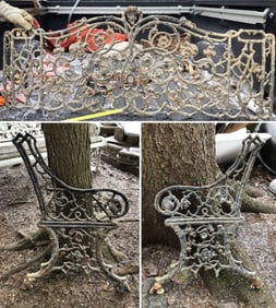 Cast Iron Garden Bench- Berlin, Rustic Pattern