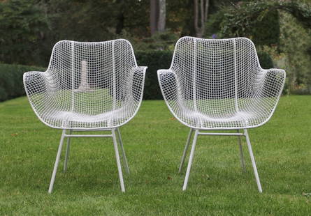 Pair Woodard Sculptura Arm Chairs: A pair of “Sculptura&rdquo; armchairs designed by Russell Woodard, produced by Lee Woodard & Sons of Owosso, MI, American, ca. 1955. Size: 33"H x 27"W x 28"D