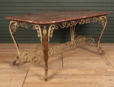 20th C French Wrought Iron Conservatory Table