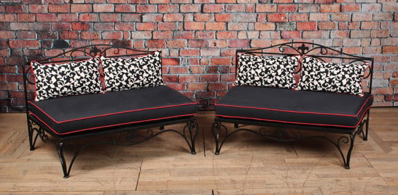 Mid Century Wrought Iron Settee Benches