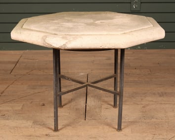 Wrought Iron and Cast Stone Garden Table