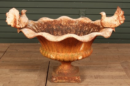 Perched Doves Cast Iron Garden Urn