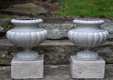 Antique French Cast Iron Garden Urns