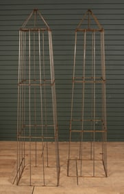 Pair of Large Scale Wrought Iron Garden Obelisks